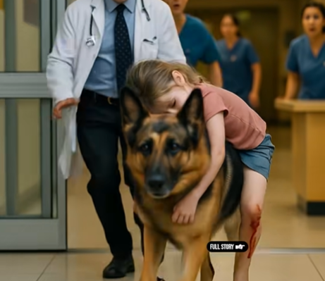 Службовий пес К‑9 зайшов до лікарні з дівчинкою на спині