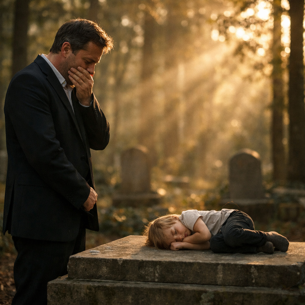 Чужой ребёнок на могиле жены заставил меня узнать правду.