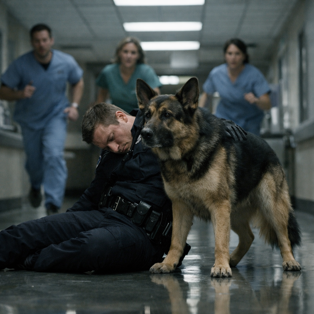 Служебный пёс привёл её в приёмный покой.