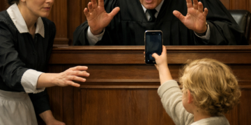 Телефон девочки заставил суд замолчать.